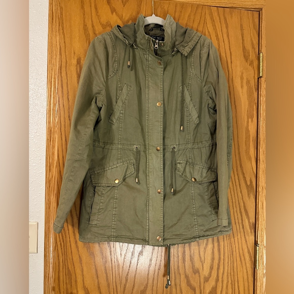 Blanc Noir Sport Cotton Hooded Anorak Olive Green Women's Jacket - Size L
